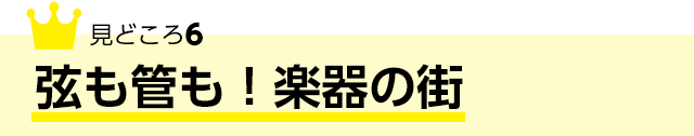 見どころ6 弦も管も！楽器の街