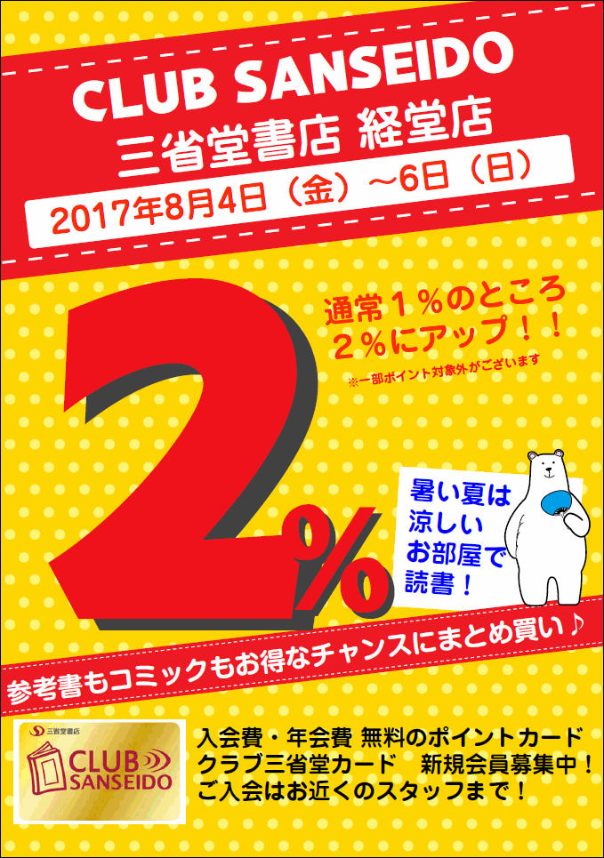 【経堂店】クラブ三省堂ポイントアップ２％